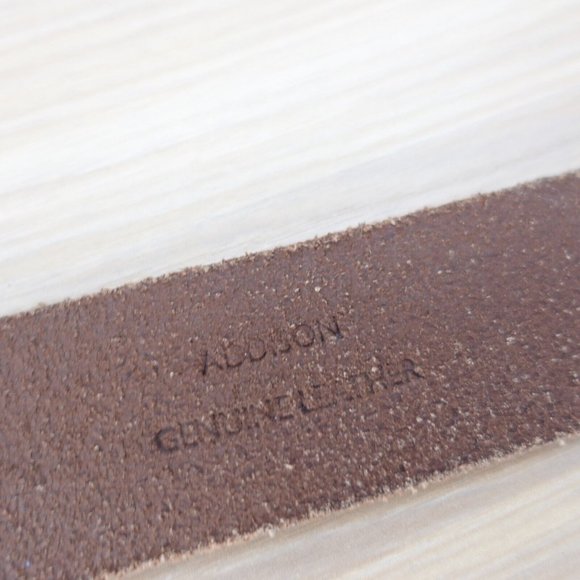 Classic Belt‎ Mens 44 Brown Leather Rustic Genuine Roller Buckle DAMEN HASTING - Picture 6 of 8